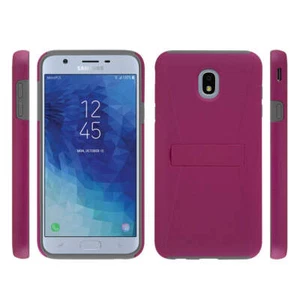 Universal Dual Layer Protective Case w/ Stand for Samsung J7 Star - Pink/Gray - Picture 1 of 4
