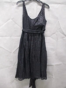 Abito Calvin Klein donna nero medio senza maniche seta foderato fluente cintura donna - Foto 1 di 12
