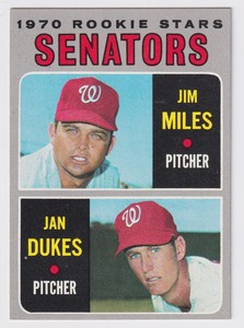 1970 TOPPS SENATORS 1970 ROOKIE STARS - JAN DUKES/JIM MILES RC WASHINGTON