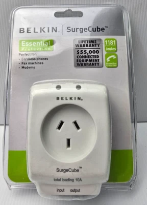 BELKIN P44665au-A SurgeCube 240V 10A AU Plug Phone/Modem NEW Sealed - Image 1 of 2