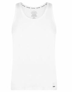 CALVIN KLEIN Men's 2-Pack White Cotton Tank Tops, Vests, size M (38"-40" chest)