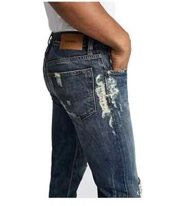 $295 Designer Rare DIESEL Men's Slim D&G Distress Ripped Denim Jeans 33x32 - Picture 1 of 12