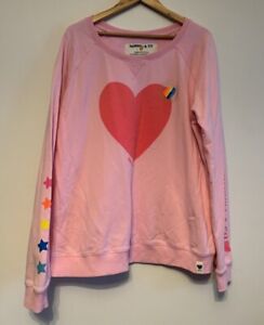 Hammill & Co Women’s Jumper Size XL Sweat Pullover Hearts Pink Colourful Cotton