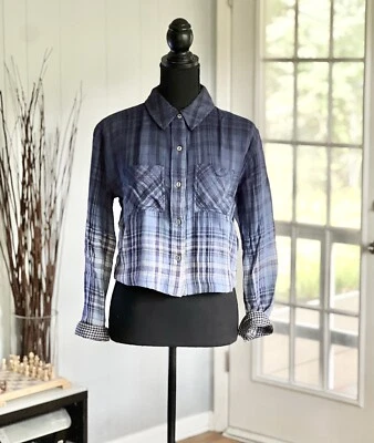 Melrose and Market cotton plaid crop ombre button down size X-Small Foto 1 de 4