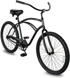 26" Beach Cruiser Bike Bike Hi Ten Steel Frame Coaster Brakes Matte Black NEW - Picture 1 of 17