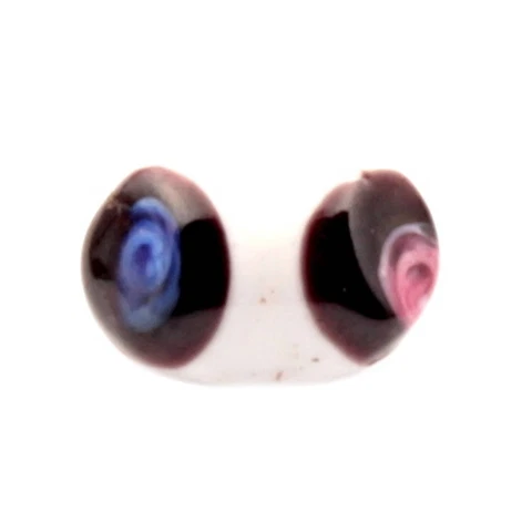 Antique Czech satin floral eye black white bicolor lampwork glass button 12mm Cover