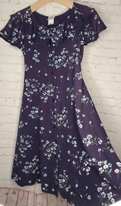 Vtg 90's My Michelle Floral Ruffles Buttons Flutter Sleeve Cottage Dress Sz 12 - Picture 1 of 9