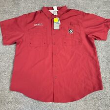 Florida Seminoles Shirt XL Red Solid Short Sleeve Vented Embroidered Fishing NEW