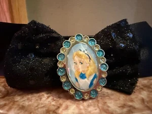 Disney Store Alice in Wonderland Costume Black Wide Headband With Glitter Bow - Picture 1 of 10