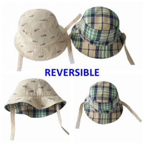 Kids Boys Girls 100% Cotton Bucket Hat UPF50+ Adjustable Sun Cap Beach Swim Soft - Picture 1 of 14