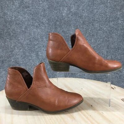 Botas femininas Faded Glory 8 botas de tornozelo britânicas salto marrom couro sintético puxar - Imagem 1 de 4