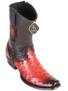 King Exotic COGNAC Full Quill Ostrich Western Boot Side Zipper EE 479B0357 - Picture 1 of 3
