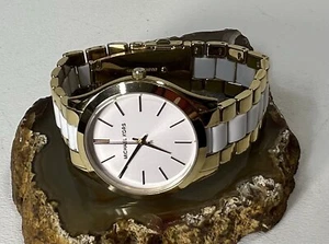 NICE MICHAEL KORS MK4295 SLIM RUNWAY WHITE DIAL GOLD TONE STAINLESS WATCH - Picture 1 of 4