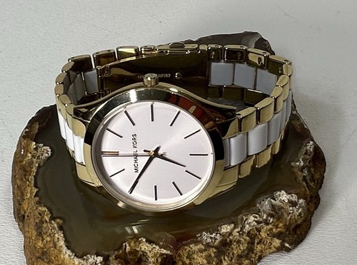 BELLISSIMO OROLOGIO MICHAEL KORS MK4295 SLIM RUNWAY QUADRANTE BIANCO TONO ORO INOX