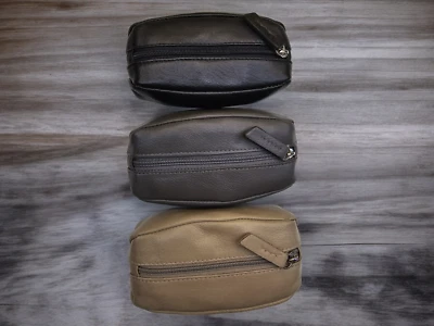 Premium Vera Pelle Auto Portachiavi Supporto Portamonete Doppia Zip Portafoglio - Immagine 1 di 4