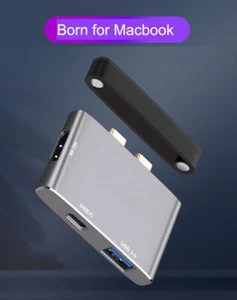 USB-C HUB Dual Type C To 4K HDMI TV HDTV Adapter USB 3.0 OTG for MacBook Pro - Afbeelding 1 van 12