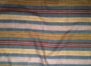 PEPE PENALVER Turkana Stripe Teal Brown Green Viscose Linen Remnant New - Picture 1 of 1