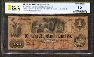 1850 $ 1 OMAHA CITY BANK & LAND CO. NEBRASKA AUSGEGEBEN VERALTETE NOTIZ PCGS B FEIN 15