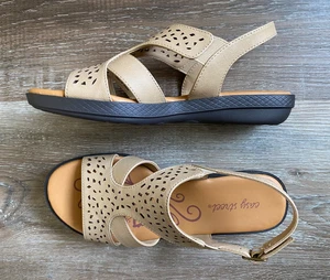 EASY STREET~BOLT Flat Slingback Sandals Shoes~Women's Size 6.5 M~NEW in box~Tan~ - Picture 1 of 16