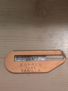 Vintage Sauer’s Pure Vanilla Box Cutter 3” Orange/Messing schöner Zustand selten - Bild 1 von 9