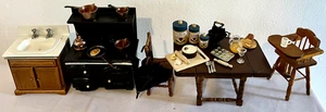 Vintage Dolls House Kitchen Range Table Accessories Food Drink Sink 1.12 scale - Picture 1 of 10