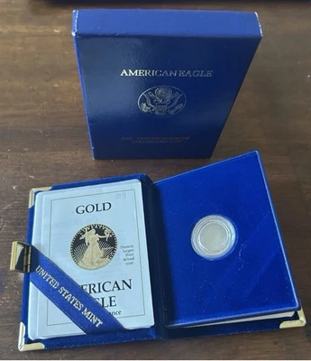 Caja American Eagle 1992 1/10 oz oro caja y certificado de autenticidad - sin moneda Foto 1 de 4