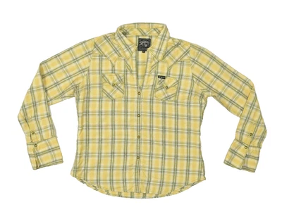 Camisa a presión Southern Thread Western XL amarilla a cuadros perla broches de presión 100 % algodón Foto 1 de 4