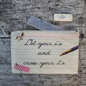 Kate Spade Zipper Pencil Pouch Stationery Case Ruler Eraser School Accessories - Picture 1 of 4