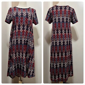 LuLaroe Carly Dress Star Print High Low Size XS Short Sleeve - Picture 1 of 8
