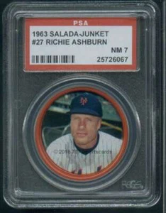 1963 Salada Junket Coins #27 Richie Ashburn PSA 7 Mets (6067) - Picture 1 of 2