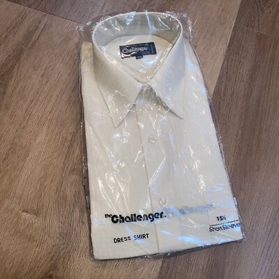 Camisa de Vestir Vintage Años 70 Challenger Disco MCM Mod Stock Muerto Nueva de Lote Antiguo Mediana Para Hombres 15.5 Foto 1 de 4