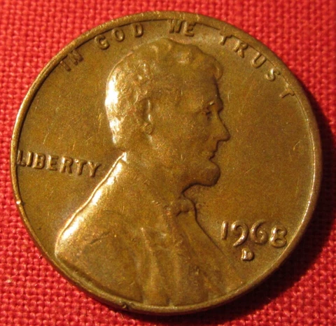1968 D Lincoln Memorial Cent - VG Very Good to VF Very Fine - 95% Copper Cover