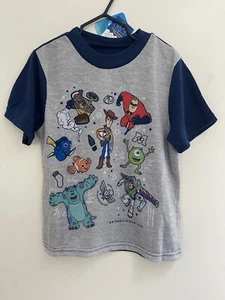 Disney Pixar Kid Boys Andy Buzz Wall-E 100% Polyester Short Sleeve PJ Top Gray 6 - Picture 1 of 3