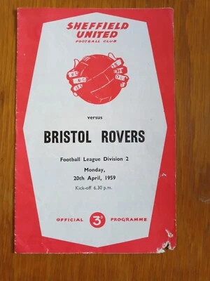Sheffield United v Bristol Rovers. 20th April, 1959. Second Division. - Image 1 of 3