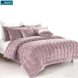 Augusta Blush Faux Mink Quilt / Comforter Set by Alastairs - Picture 1 of 8