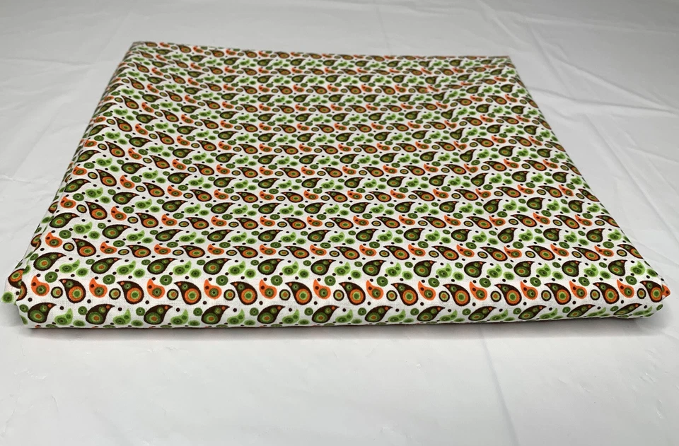 Fabric from turkey like evil eye tear drop green brown orange 1 yard by 40in - Image 1 of 3