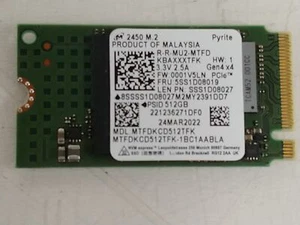 Lot of 2 Micron 2450 MTFDKCD512TFK 512 GB NVMe 42mm Solid State Drive - Afbeelding 1 van 6