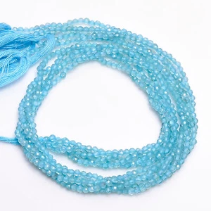 Natural Sky Blue Apatite Gemstone Round Micro Faceted Beads 2.5 mm Strand 12.5" - Picture 1 of 2