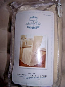 RACHEL ASHWELL NIP SIMPLY SHABBY CHIC IVORY VELVET SLIPCOVER DINING CHAIR COVER - Picture 1 of 9