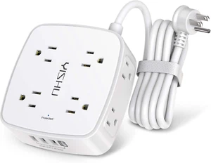 6 Ft Surge Protector Power Strip - 8 Widely Outlets with 4 USB Ports, 3 Side Out - Picture 1 of 8
