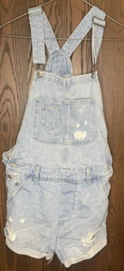 Distressed Denim Bib Overall Shorts Childs Size 4 - Picture 1 of 3