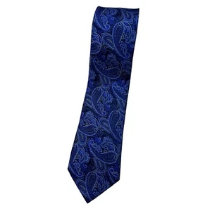 TED BAKER Silk Tie Navy/Blue Paisley W:3.4" EUC - Picture 1 of 4