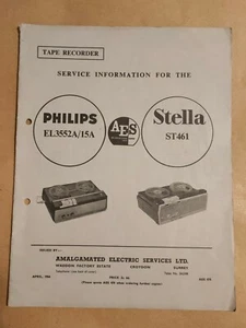 Philips N3552 Stella ST461 Tape Recorder Service Information Manual schematics - Picture 1 of 6
