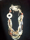 HIPPY CHIC MAINLY WOODED BEAD NECKLACE WITH PAPER MACHE AND FAUX MOP INSERTS