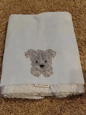 Blankets & Beyond Baby Puppy Dog Blue Gray Satin Trim Security Lovey - Image 1 of 4