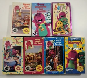 Barney 7 VHS video tape lot Best Manners Waiting for Santa Sing Along In Concert - Imagen 1 de 8