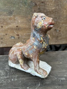 1700's Ancient Old Stone Rare Hindu Temple Lion Sculpture Old Painted Statue - Picture 1 of 7