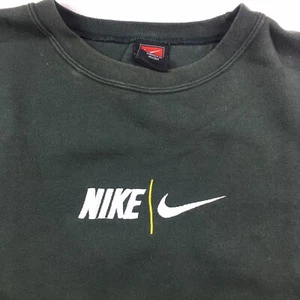 Vintage Nike Sweatshirt Mini Swoosh Travis Scott Center Check USA 90s Green - Picture 1 of 9