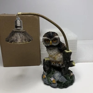 Owl Sculpture Statue With Flex Light Garden Figure New Yard Art 5” X 3” Resin - Picture 1 of 9