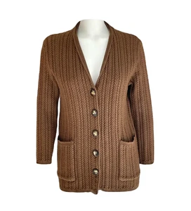 Yves Saint Laurent vintage cable knit cardigan in brown - Size S - Picture 1 of 7